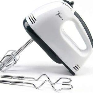 White Electric Hand Mixer with 7 Speeds & Attachments